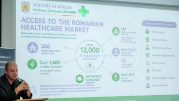 Dr. Adrian Marius Dobre, Director General UNIFARM, în cadrul Conferinței Naționale PALMED – Ediția XV, cu prezentare despre accesul la piața românească de sănătate.