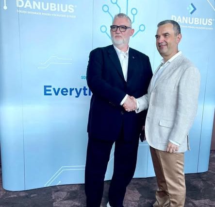 Adrian-Victor Vevera director ICI București la lansarea platformei MyDUDE by Danubius Exim pentru digitalizarea comerțului românesc 2024