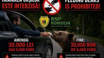 Argeş: Sancţiuni în valoare de 50.000 de lei, date, în ultimele trei săptămâni, unor turişti care au hrănit urşi, în special pe Transfăgărăşan