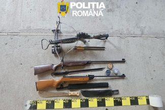 Arad: Săbii, o arbaletă, două arme neletale şi muniţie, descoperite de poliţişti în urma unor percheziţii