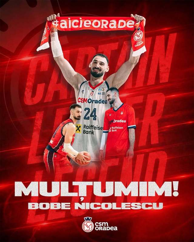 Baschet masculin: Căpitanul Bobe Nicolescu părăseşte vicecampioana CSM Oradea după 11 ani