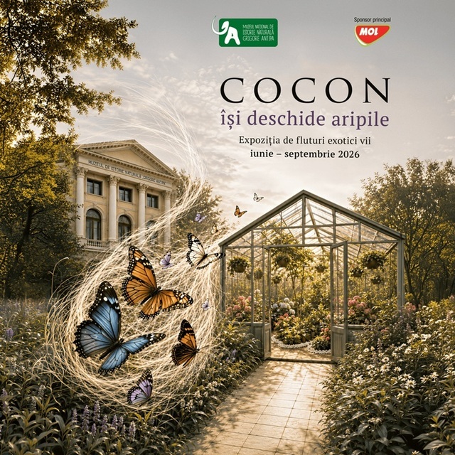„Cocon”, expoziţia de fluturi exotici vii se mută în sera Muzeului „Antipa”