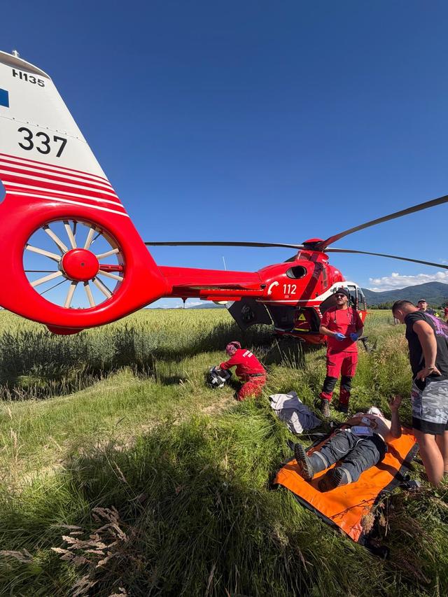 Braşov: Bărbat, atacat de un urs, pe drumul dintre între localităţile Mărgineni şi Bucium/ El a fost rănit la scalp şi abdomen, fiind preluat de un elicopter SMURD