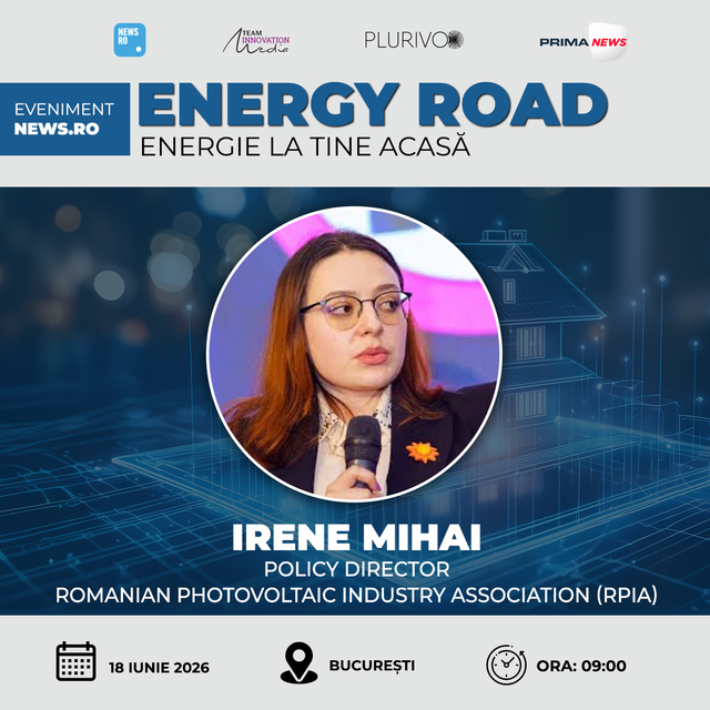 Irene Mihai (RPIA) va vorbi despre problemele pe care le întâmpină parcurile fotovoltaice la evenimentul News.ro “Energy Road – Energie la tine acasă” – ediţia a VIII-a