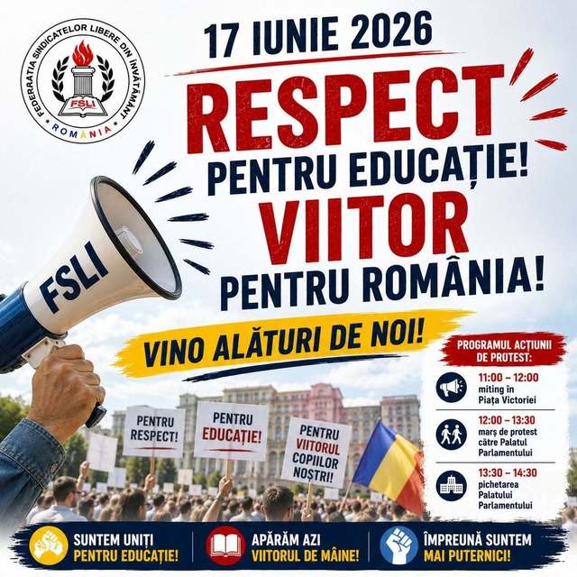 Acţiuni de protest ale sindicatelor din Educaţie, la Guvern şi la Parlament/ Sindicaliştii solicită o salarizare corectă şi resping proiectul Legii privind salarizarea bugetarilor/ Circa 20.000 de persoane, aşteptate la protest