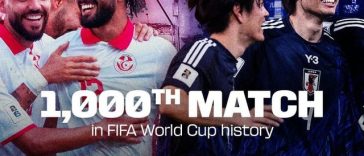 Japonia a învins Tunisia, scor 4-0, în meciul 1.000 din istoria Cupei Mondiale. Partida a fost arbitrată de Istvan Kovacs