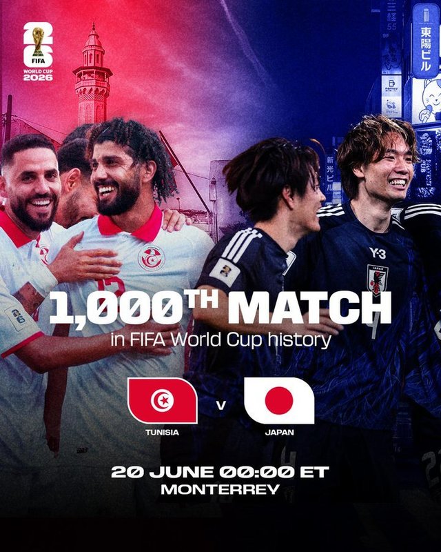 Japonia a învins Tunisia, scor 4-0, în meciul 1.000 din istoria Cupei Mondiale. Partida a fost arbitrată de Istvan Kovacs