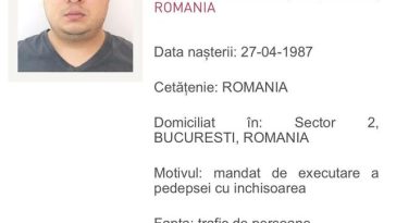 Bărbat urmărit internaţional încă din 2021, găsit în Bucureşti / A fost condamnat la peste 18 ani de închisoare pentru trafic de minori în formă continuată, trafic de persoane şi constituirea unui grup infracţional organizat – VIDEO
