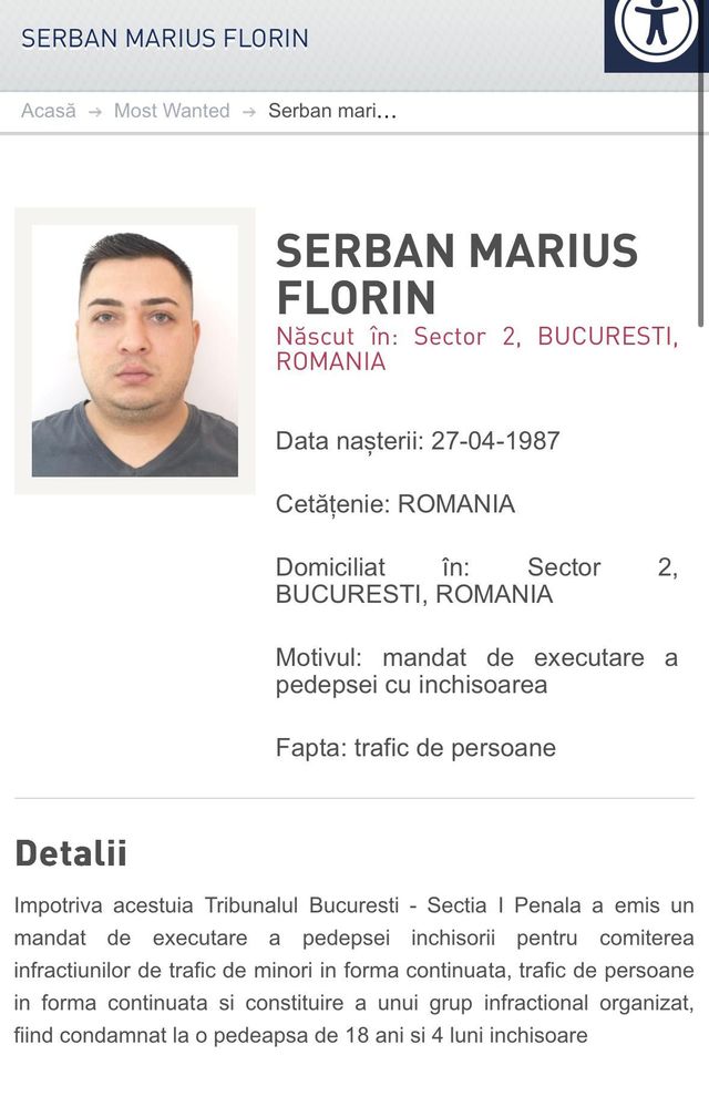 Bărbat urmărit internaţional încă din 2021, găsit în Bucureşti / A fost condamnat la peste 18 ani de închisoare pentru trafic de minori în formă continuată, trafic de persoane şi constituirea unui grup infracţional organizat – VIDEO