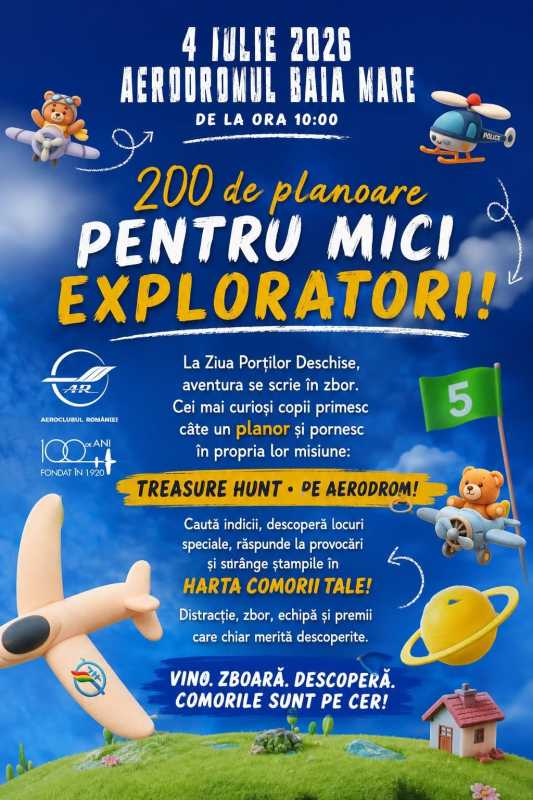 Maramureș/Șomii României, parașutiștii și planoriștii vor încânta publicul la Ziua Porților Deschise a Aeroclubului ‘Alexandru Papană’