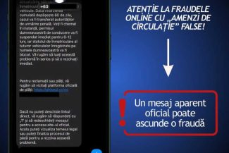 DNSC avertizează asupra unor tentative de fraudă online sub pretextul unor amenzi de circulație false