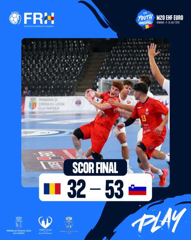 Handbal masculin: România, surclasată de Slovenia la Campionatul European U20