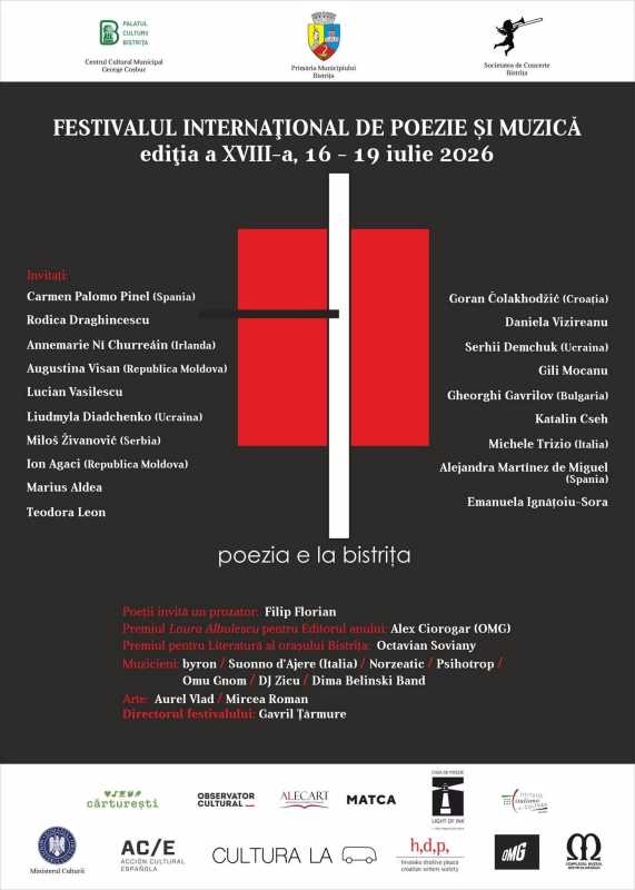 Bistrița-Năsăud: Festivalul internațional ‘Poezia e la Bistrița’, ajuns la majorat; ediția a 18-a debutează joi