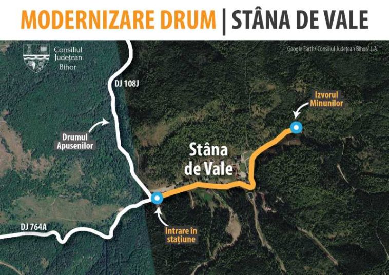 Bihor: Se modernizează drumul din stațiunea Stâna de Vale, până la Izvorul Minunilor