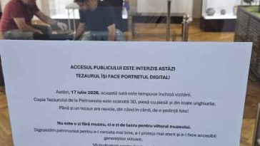 Buzău: O sală a Muzeului Județean, închisă publicului pentru scanarea 3D a copiei Tezaurului de la Pietroasele