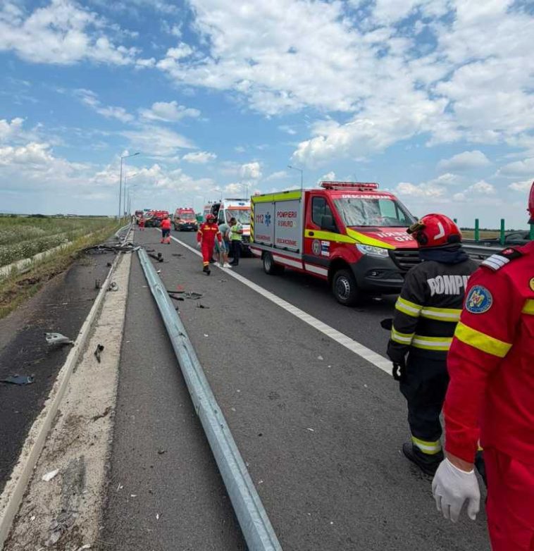 Prahova: Accident pe autostrada A7; patru victime – la spital, traficul este restricționat
