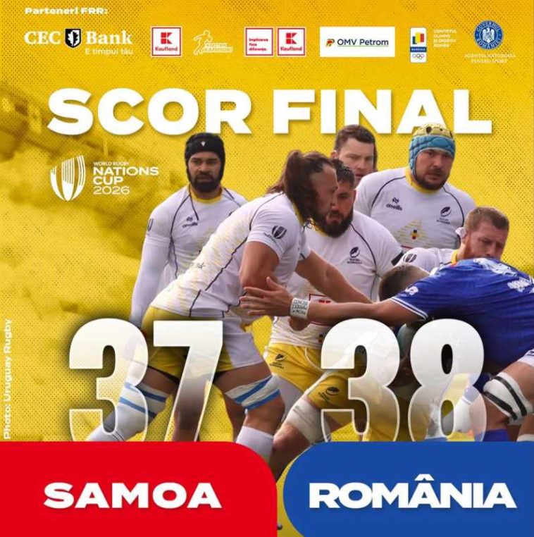 Rugby: Victorie dramatică pentru România, 38-37 cu Samoa, în Cupa Națiunilor