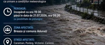 Hidro Prahova: Alimentarea cu apă potabilă, oprită în orașul Breaza și în comuna Adunați din cauza vijeliei