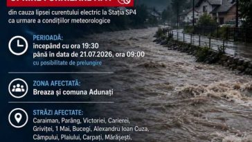 Hidro Prahova: Alimentarea cu apă potabilă, oprită în orașul Breaza și în comuna Adunați din cauza vijeliei