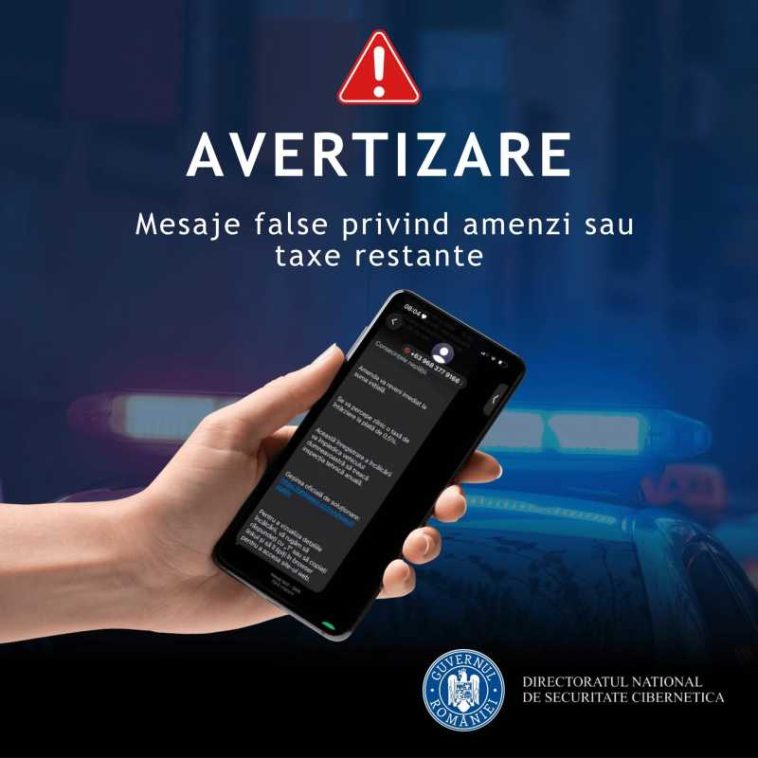 DNSC: Continuă frauda prin SMS, în care hackerii informează utilizatorii că au de plătit taxe sau amenzi restante