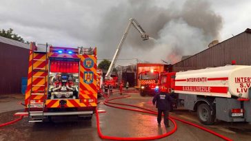 Bistrița-Năsăud: Incendiu în incinta unei fabrici de prelucrare a lemnului, din Susenii Bârgăului (GALERIE FOTO)