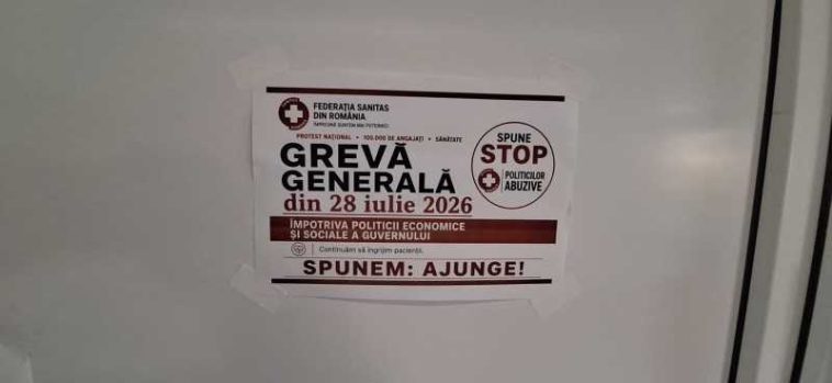 Arad: Greva din spitale, doar cu 100 de sindicaliști pe zi, din cauza deficitului de personal