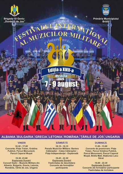 Brăila: Formații militare din șapte țări participă la Festivalul Internațional al Muzicilor Militare