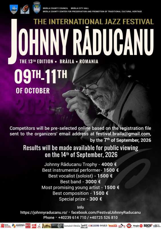 Brăila: Data limită de înscriere la Festivalul Internațional de Jazz ”Johnny Răducanu” este 7 septembrie