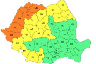 Cod portocaliu de caniculă în 6 județe, de sâmbătă dimineața, până duminică dimineața; Cod galben în 16 județe