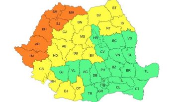 Cod portocaliu de caniculă în 6 județe, de sâmbătă dimineața, până duminică dimineața; Cod galben în 16 județe