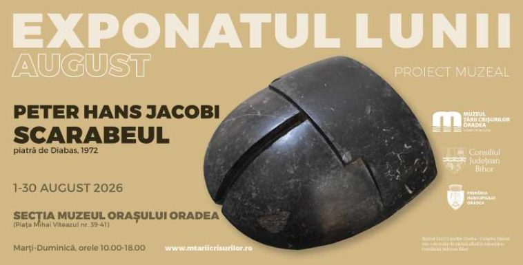Bihor: Sculptura Scarabeul, creată de Peter Hans Jacobi, exponatul lunii august la Muzeul Țării Crișurilor