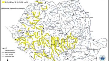 Cod Galben hidrologic: 27 de judeţe, sub atenţionare până joi la prânz – HARTA