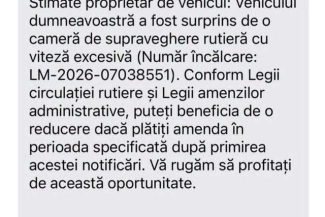 Avertisment cu privire la mesaje SMS care folosesc în mod fraudulos numele Ministerului Transporturilor – Destinatarii sunt anunţaţi că ar fi circulat cu viteză peste limita legală şi sunt îndemnaţi să acceseze un link pentru plată sau contestaţie
