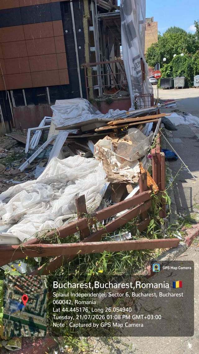 Bucureşti – Şantier de pe Splaiul Independenţei, amendat cu 15.000 de lei pentru nori de praf şi gestionarea haotică a deşeurilor – FOTO
