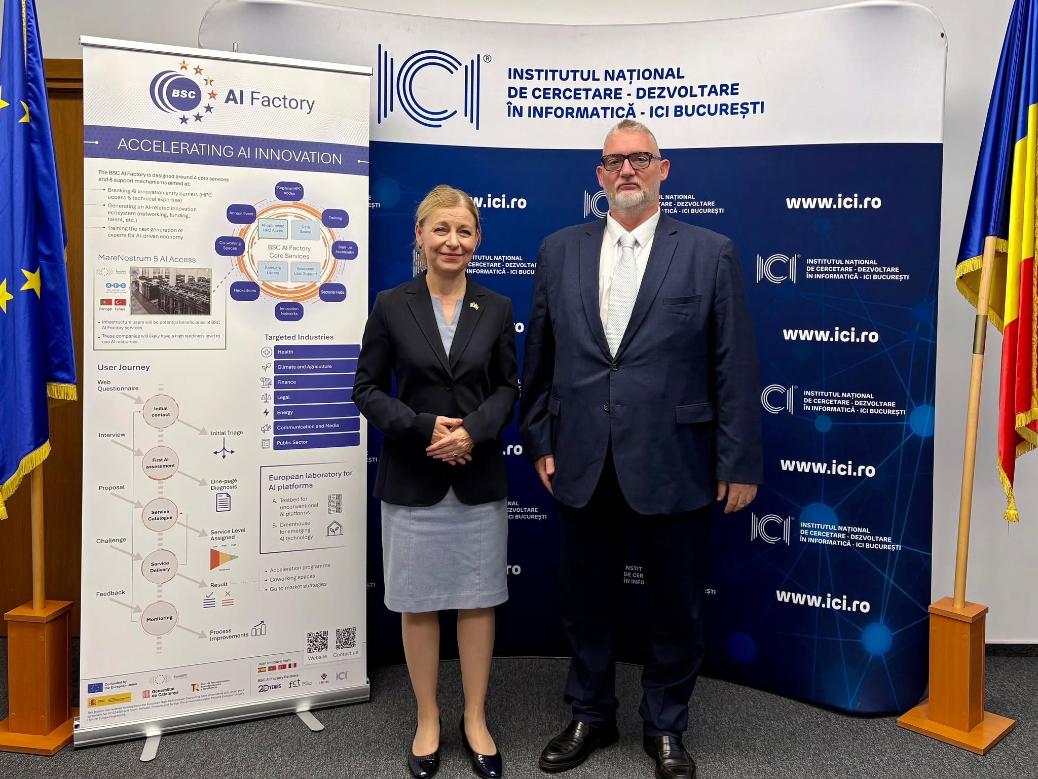 Adrian-Victor Vevera, directorul general al ICI București, în întrevedere cu E.S. Katalin Kissné Hlatki, ambasador al Ungariei în România, pentru discuții de cooperare în inteligență artificială