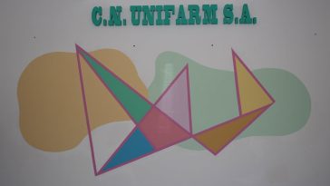Pictură murală realizată de studenții UNArte în sediul C.N. UNIFARM S.A., în cadrul unui proiect artistic de colaborare.