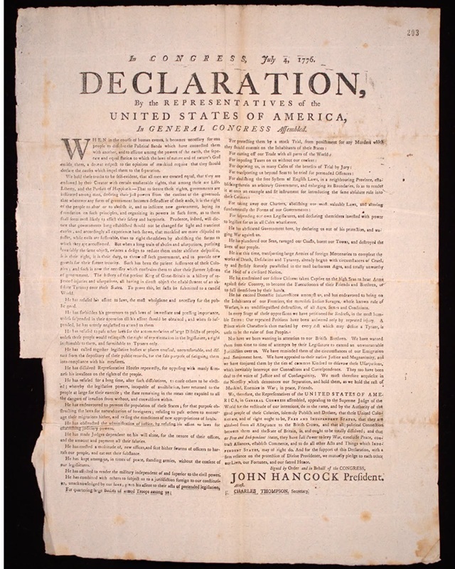 Un exemplar rar al Declaraţiei de Independenţă a SUA, descoperit de Arhivele Naţionale ale Regatului Unit printre documentele unei nave americane capturate