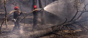 Emmanuel Macron, în timpul vizitei în regiunea Gironde, afectată de incendii: Este cea mai dificilă situaţie de la al Doilea Război Mondial încoace. Ne confruntăm cu un incendiu fără precedent, peste 60.000 de hectare au ars deja