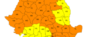 Caniculă joi în cea mai mare parte a Moldovei şi a Transilvaniei, averse torenţiale, vijelii puternice şi grindină, în Banat, Crişana, Maramureş, Transilvania, nord-vestul Moldovei, Dobrogea, nordul, centrul şi estul Munteniei până vineri la 3.00 – HARTA