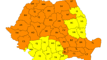 Caniculă joi în cea mai mare parte a Moldovei şi a Transilvaniei, averse torenţiale, vijelii puternice şi grindină, în Banat, Crişana, Maramureş, Transilvania, nord-vestul Moldovei, Dobrogea, nordul, centrul şi estul Munteniei până vineri la 3.00 – HARTA