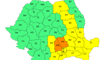 Cod portocaliu de averse torenţiale în judeţele Dâmboviţa şi Prahova de joi de la prânz până după miezul nopţii/ Cantităţile de apă acumulate în timp scurt vor fi de 40 l/mp, iar pe arii restrânse vor depăşi 60 de l/mp, mai ales la deal şi la munte