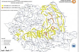 Avertizări cod portocaliu şi cod galben pentru cursuri de apă din mai multe judeţe, începând de duminică până luni dimineaţă