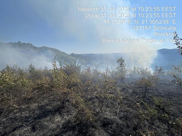 Incendii de vegetaţie pe o suprafaţă de aproximativ 30 de hectare în Caraş-Severin / A fost solicitat un elicopter de la Inspectoratul General al Aviaţiei