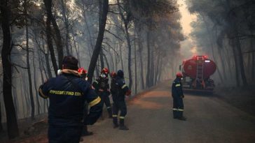 Grecia: Pompierii puși în dificultate din cauza unui incendiu care amenință o cunoscută stațiune estivală
