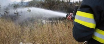 Incendiul de vegetație din Reșița s-a reaprins; intervin pompieri din Caraș-Severin și Timiș