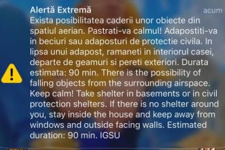 Tulcea: Un nou mesaj RO-ALERT pentru populația din zona de nord a județului