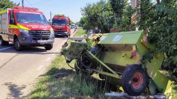 Neamț: Trei persoane rănite într-un accident la Căciulești, în care au fost implicate un tractor și un autoturism