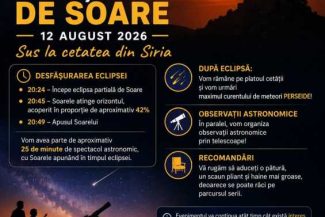 Arad: Eclipsa parțială de soare va putea fi observată gratuit cu telescoape la Cetatea Șiriei