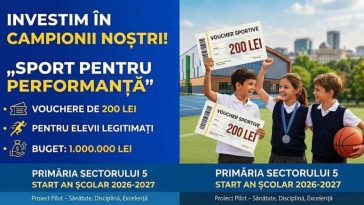 Sector 5: Proiect-pilot ce susține performanța sportivă a tinerilor prin acordarea de vouchere
