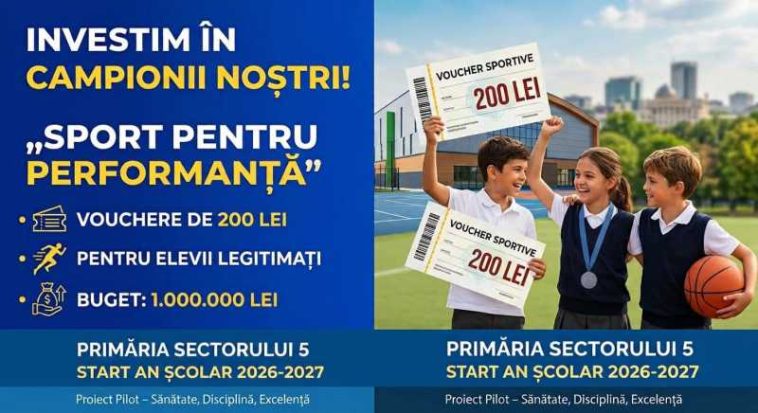 Sector 5: Proiect-pilot ce susține performanța sportivă a tinerilor prin acordarea de vouchere